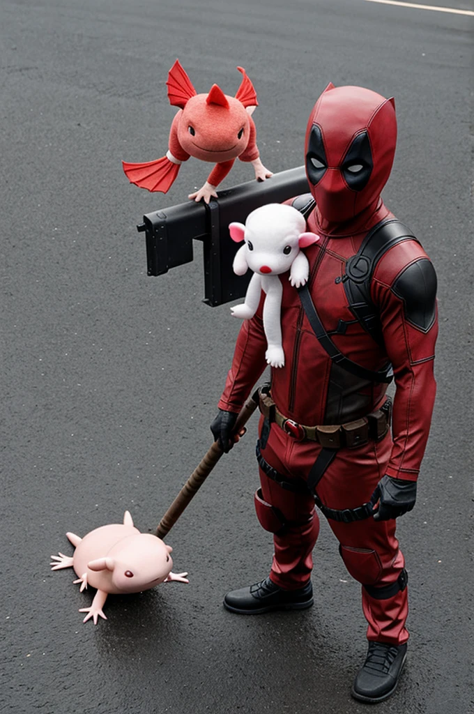 Axolotl in Deadpool costume 