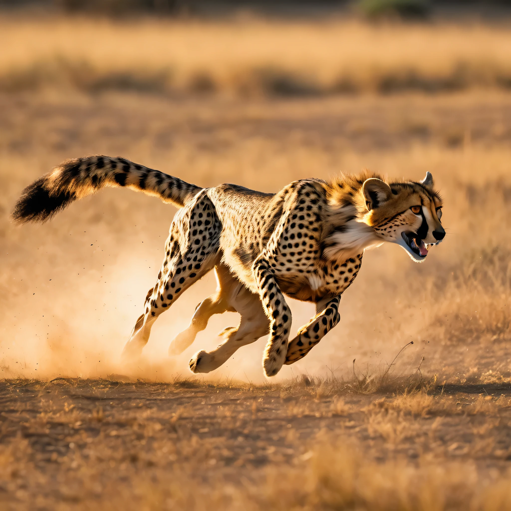 (best quality,4K,8K,high resolution,masterpiece:1.2),Extremely detailed,(Practical,photoPractical,photo-Practical:1.37),Cheetah chasing Impala,High-speed motion blur,Rapidly, Agile Cheetah,quick, Panicked Impala,African grasslands,Grassland ecosystem,dry, Golden Plains,Vibrant wildlife,Thrilling chase,Explosive Energy,A heart-pounding pursuit,Action-packed scenes,Eagle hook cheetah body,Sharp claws,Muscle undulation,An elegant leap,Smooth movements,Graceful impala jumping,Beautiful long legs,Serene Impala,Resilient prey,Survival game,Natural Instinct,Ferocious predators,Hunt or be hunted,Exciting hunting,Leap for survival,Stunning wildlife photography,Africa&#39;s natural beauty,Sunset colors paint the sky,Dramatic Lighting,Immersive atmosphere,Vibrant colors blend seamlessly,Majestic creature in natural habitat,Transformation chase sequence,Rapidly-paced motion,Stunning visual storytelling,A mesmerizing moment frozen in time.