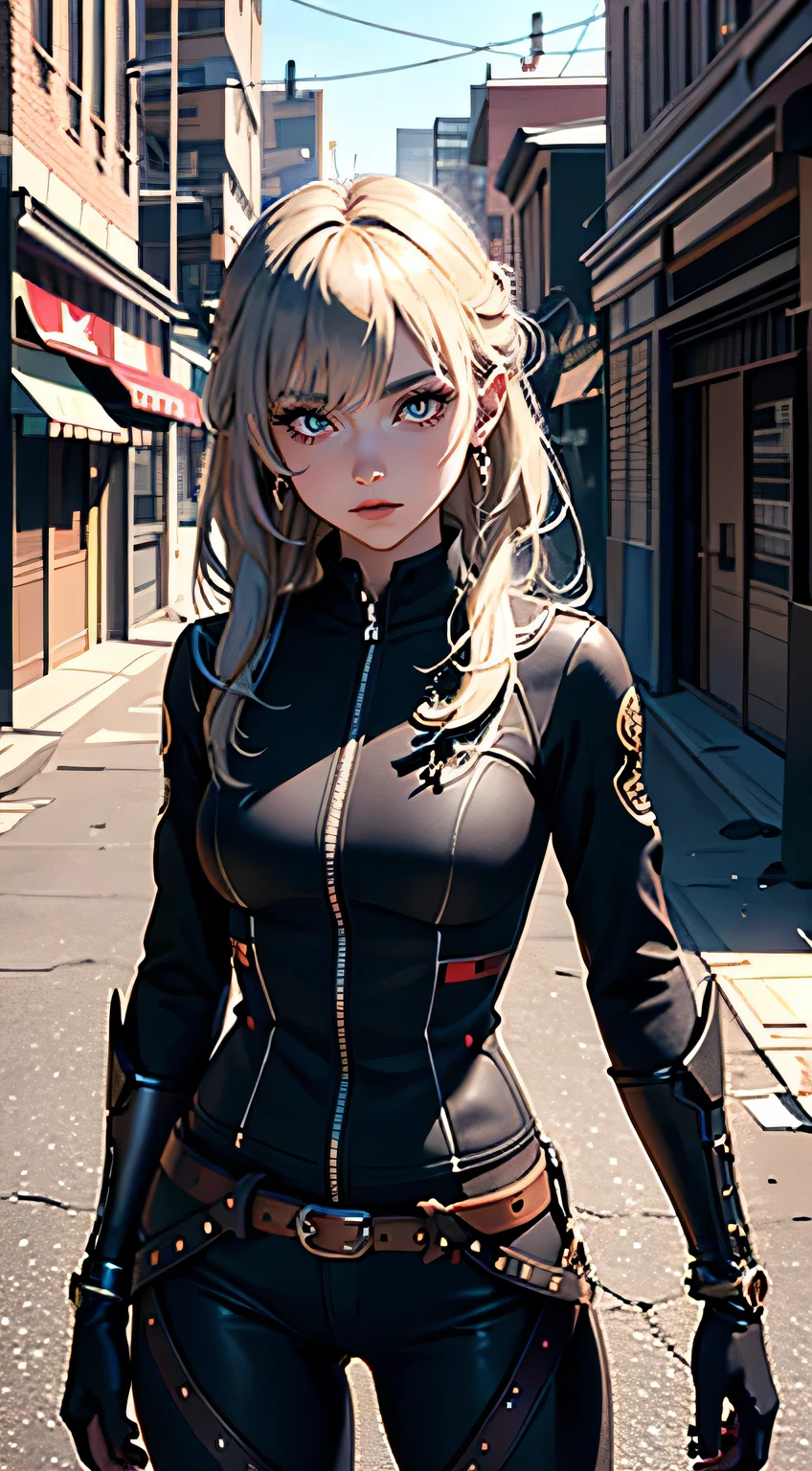 (Highly detailed CG Unity 8k wallpaper),(masterpiece), (Highest quality), (Super detailed), (Best illustrations),(Best Shadow), Cowboy Shot, (Sharp eyeliner, eye shadow, Fine grain:1.1), (Urban Background:1.2), ,break , mod3 (Girls&#39; Frontline), , 