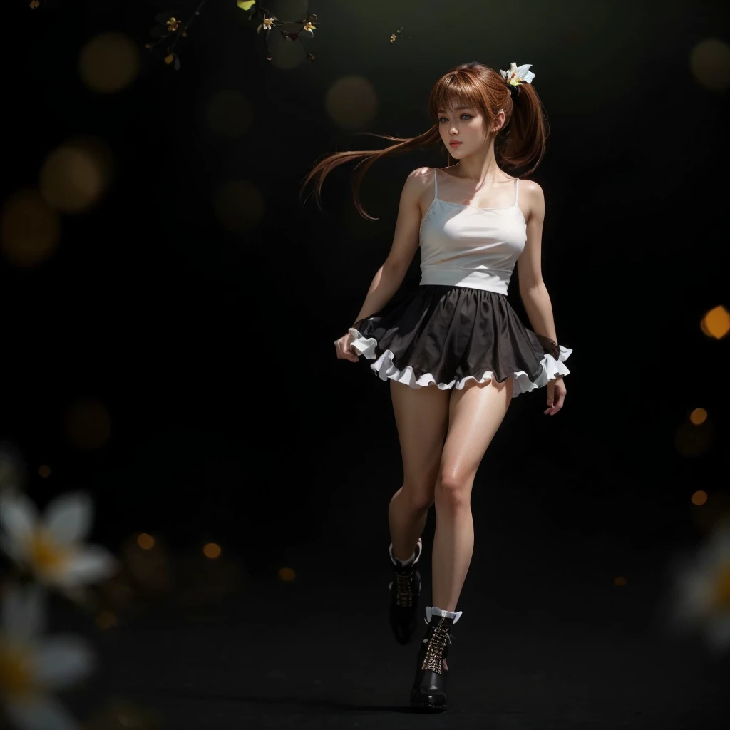 Kasumi, brown eyes, (best quality, ultra-detailed), (realistic:1.37), beautiful and detailed face, ultra-realistic texture, delicate face, delicate body, red lipstick, bright colors. high definition, 8K