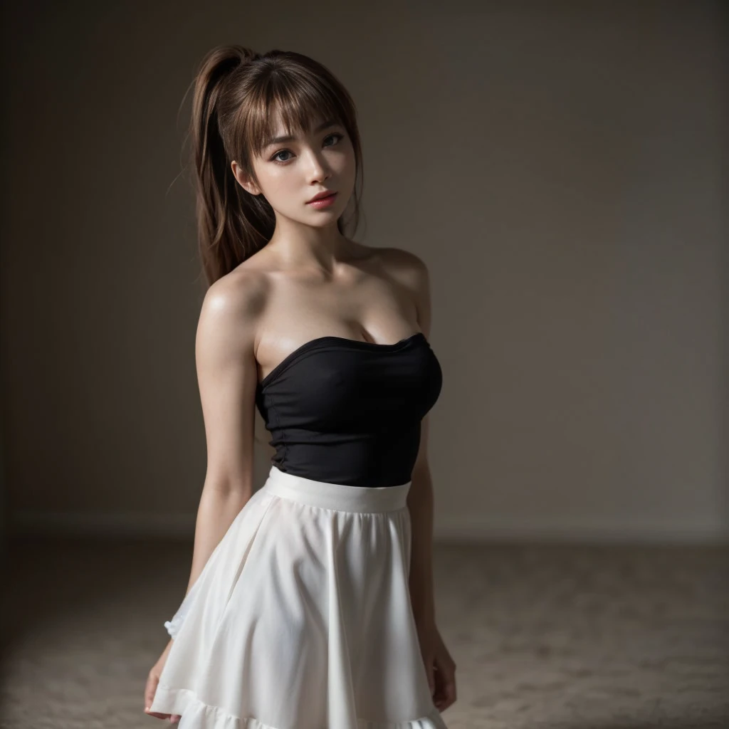 Kasumi, brown eyes, (best quality, ultra-detailed), (realistic:1.37), beautiful and detailed face, ultra-realistic texture, delicate face, delicate body, red lipstick, bright colors. high definition, 8K