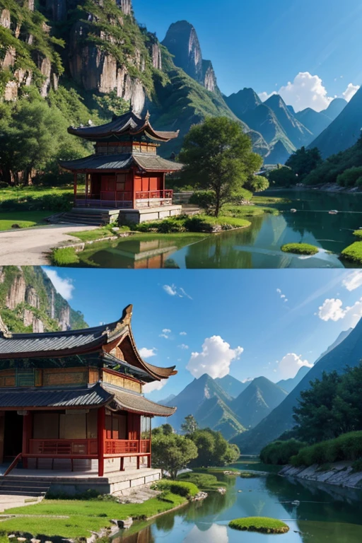Yulong Valley in Yunnan Province, China, ancient chinese pavilion, Highly detailed images,uhd, 4K,8k realistic
