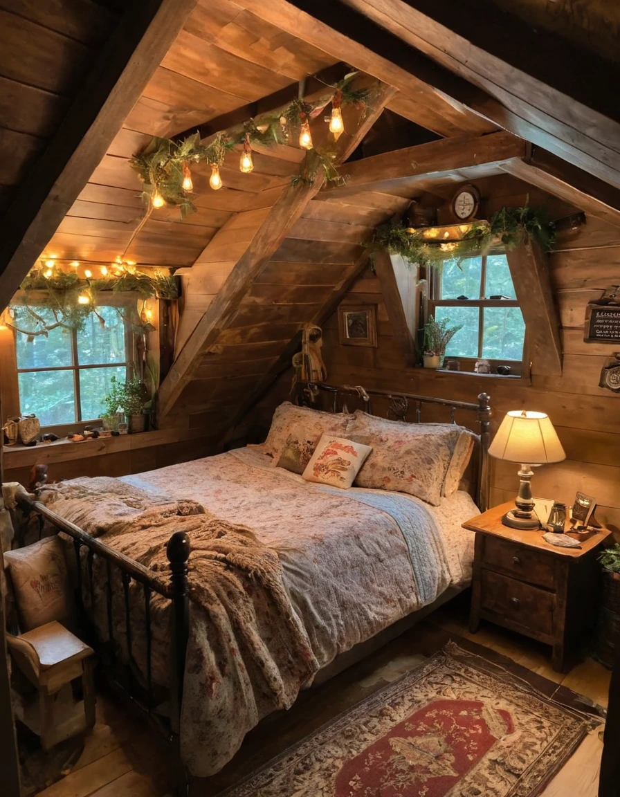 bedroom with room, cozy room, cozy treehouse bedroom, small bedroom, cozy place, cozy bed, cottagecore hippie, thomas kinkade. cute cozy room, in an attic, cottagecore, cozy and peaceful atmosphere, pleasant cozy atmosphere, cottagecore!!, cabin in the woods