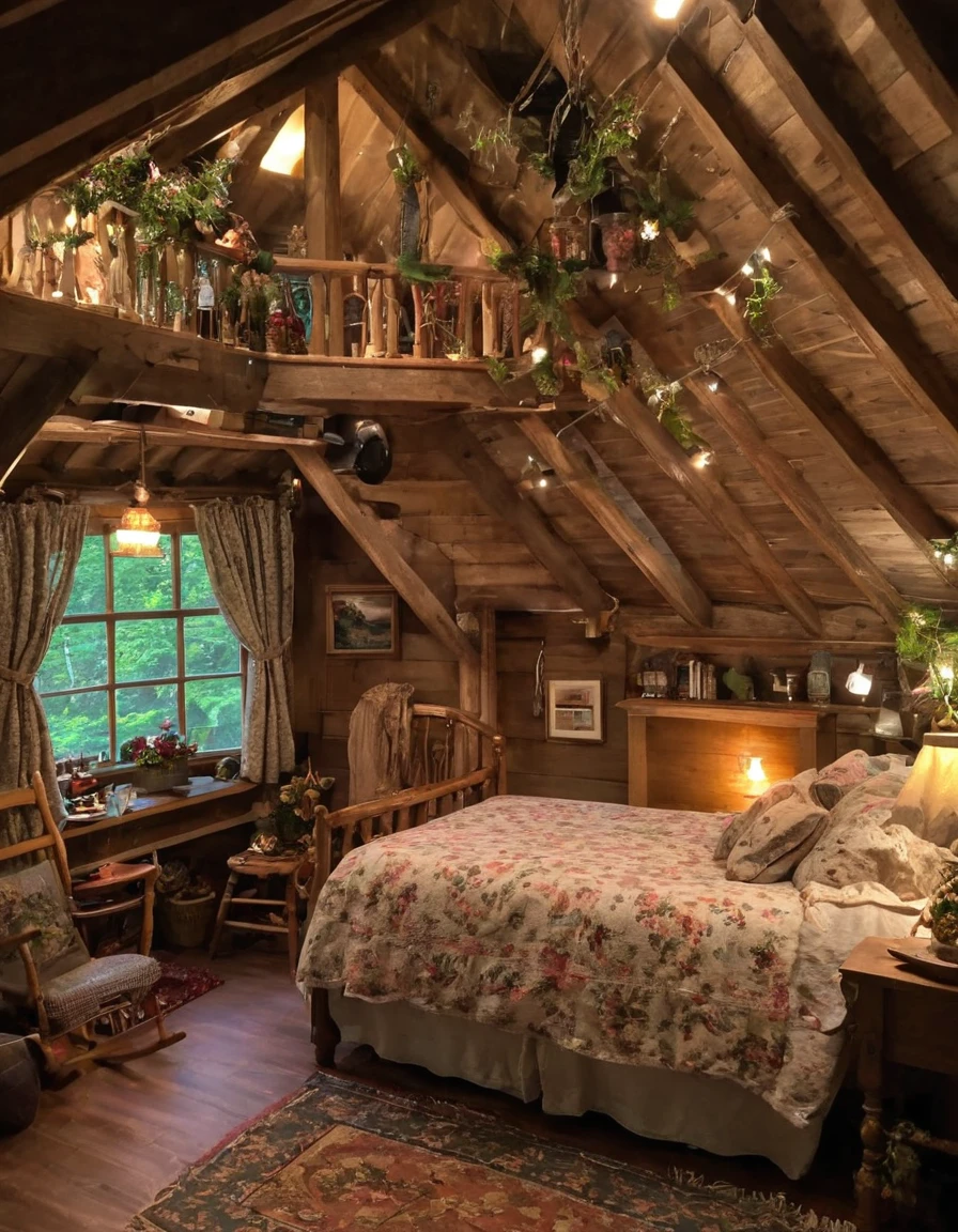 bedroom with room, cozy room, cozy treehouse bedroom, small bedroom, cozy place, cozy bed, cottagecore hippie, thomas kinkade. cute cozy room, in an attic, cottagecore, cozy and peaceful atmosphere, pleasant cozy atmosphere, cottagecore!!, cabin in the woods