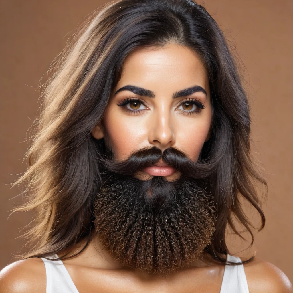 Portuguese woman with huge shaggy beard