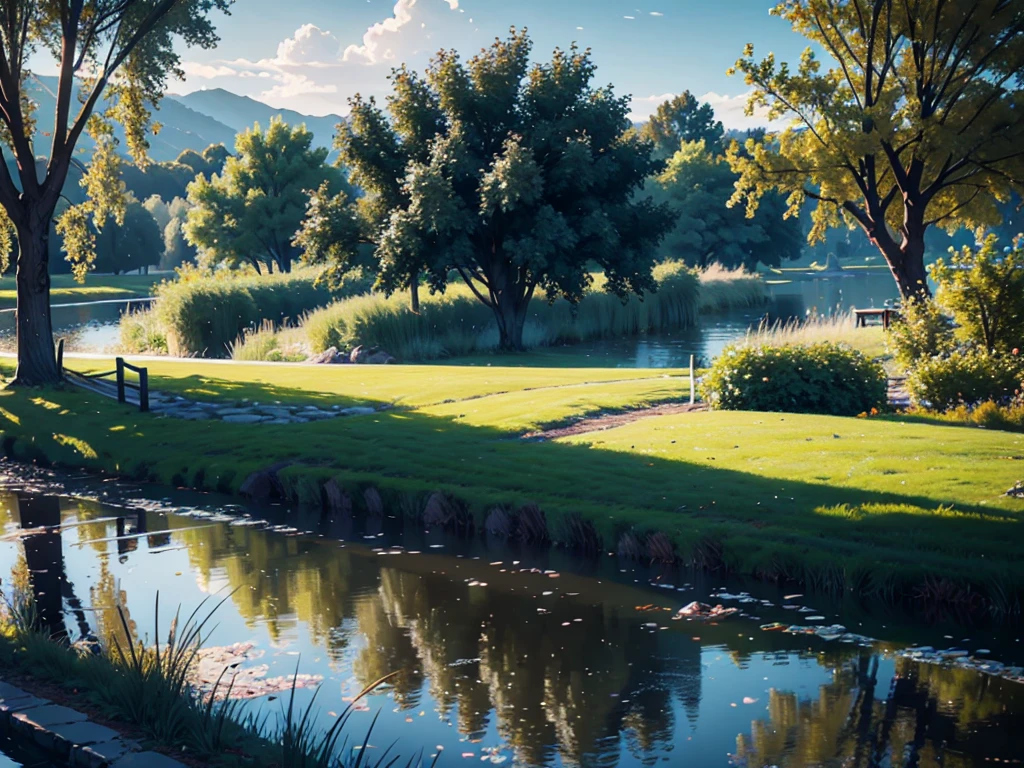 8K HD pictures，Riverside willow landscape