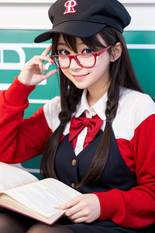 Anime Girls Wearing glasses reading a book while wearing a hat, Famous anime drawings, Pixiv, Sequential Art, Wearing glasses, !!Wearing glassesいる!!, (Anime Girls), cute Anime Girls, Wearing glasses on, “Anime Girls, Anime Girls, Wearing glasses, Beautiful anime school girl, young Anime Girls, Anime Moe Art Style, A big smile, Shortcuts, Red Glasses