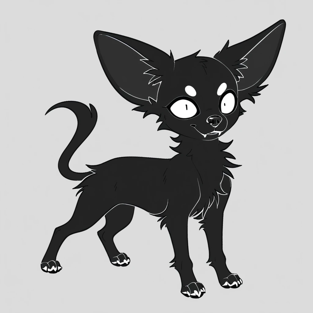 mutated chihuahua in black aesthetic art style