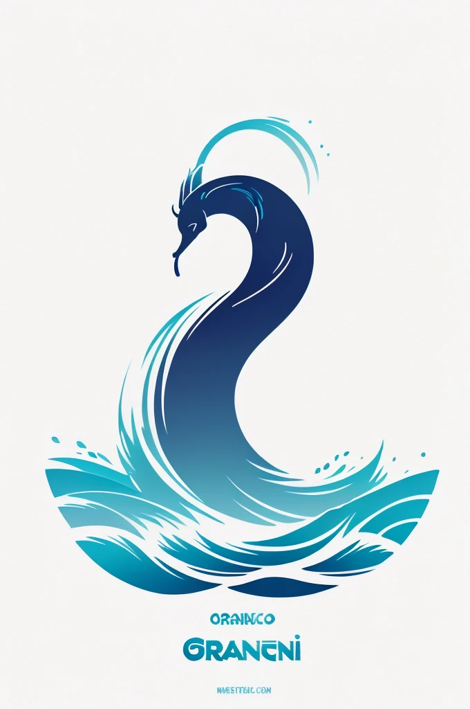 (( Simple logo design with gradient effect)), (vector art), (design minimalista), (gradient effect), Do it in a style like hand-drawn drawing. (The logo is a simple depiction of A flowing stream with a houseboat above it and a mermaid below).