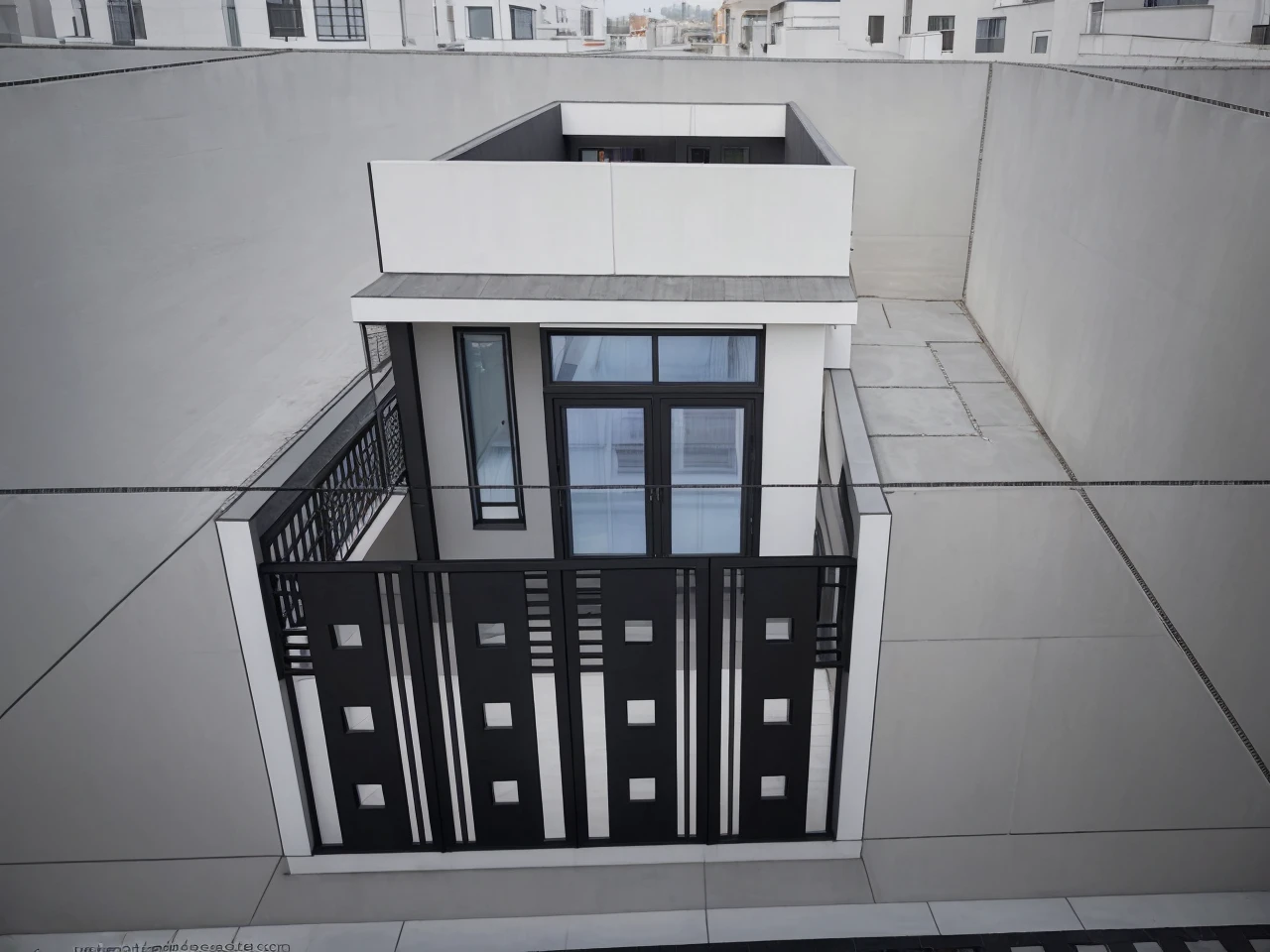 a 1-story townhouse with 3 bedrooms, detailed architectural exterior, minimalist design, clean lines, large windows, natural lighting, brick facade, tile roof, lush green landscaping, manicured garden, paved driveway, parked car, ambient lighting, cozy and inviting atmosphere