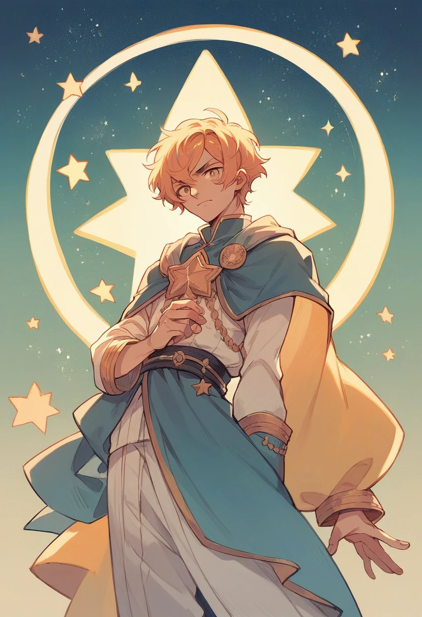 A prince and princess dressed in Hanfu under a star-filled night sky