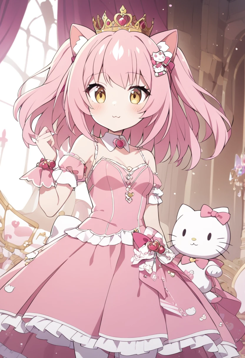 kitty Hello Kitty, Pink Dress, Crown, Princess