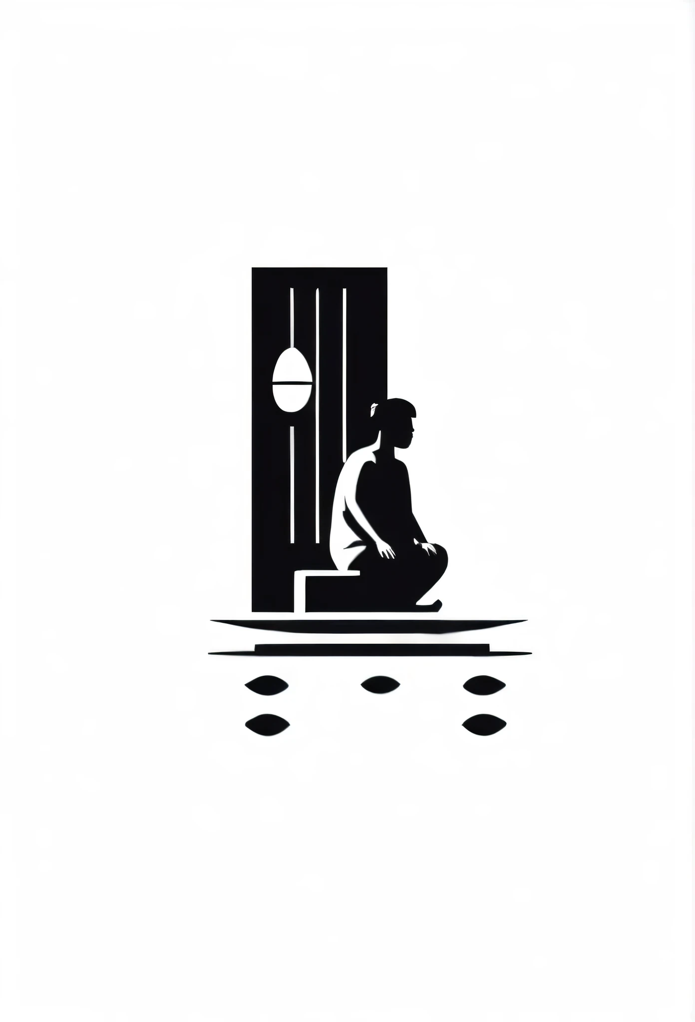 The stylish logo of a private sauna for one person in Japan,

The logo features a silhouette of a small man sitting quietly in a sauna and sweating

"""Ryokan's Garden"" motif logo"



Pretty cool
chic and modern design

White background