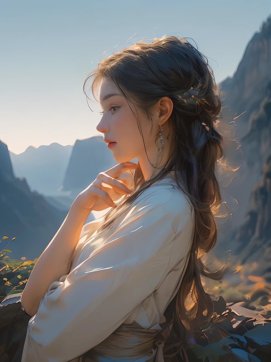 (8K, Highest quality, masterpiece)，{Realistic, RAW Photos, Super Fine Clear, Portraiture, (Influenced by impressionist paintings:1.6)}, Realistic Light, Detailed skin, (A beautiful woman with a slim figure, Age 25, Ancient Roman Athletes:1.5), Thin legs, fine grain, Long white hair, Detailed fingers, thin, Sexual, Expressions of Ecstasy, (Big, bouncy, firm bust:1.4), (Ancient Roman Dresses:1.2),(The dress has a wide opening at the chest;1.6), Exposing the breasts, (Colosseum in ancient Rome:1.8), Wide and beautiful view, (Mountain side, River side:1.5), (Surrounded by animals and birds:1.2), Alluring, Grim expression, dynamic sexy poses, dash, Run, Run