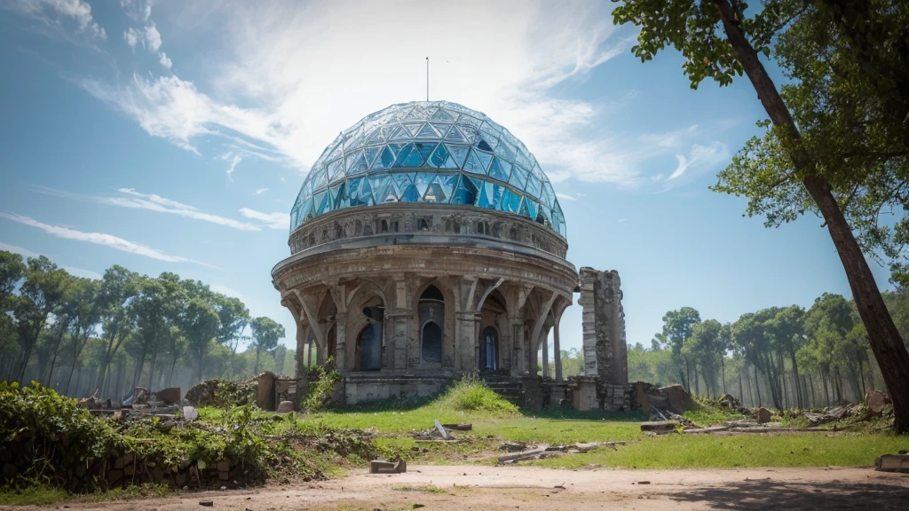 Ruins of Civilization: Remains of an advanced city in the middle of the forest, with a crystal dome in the center.