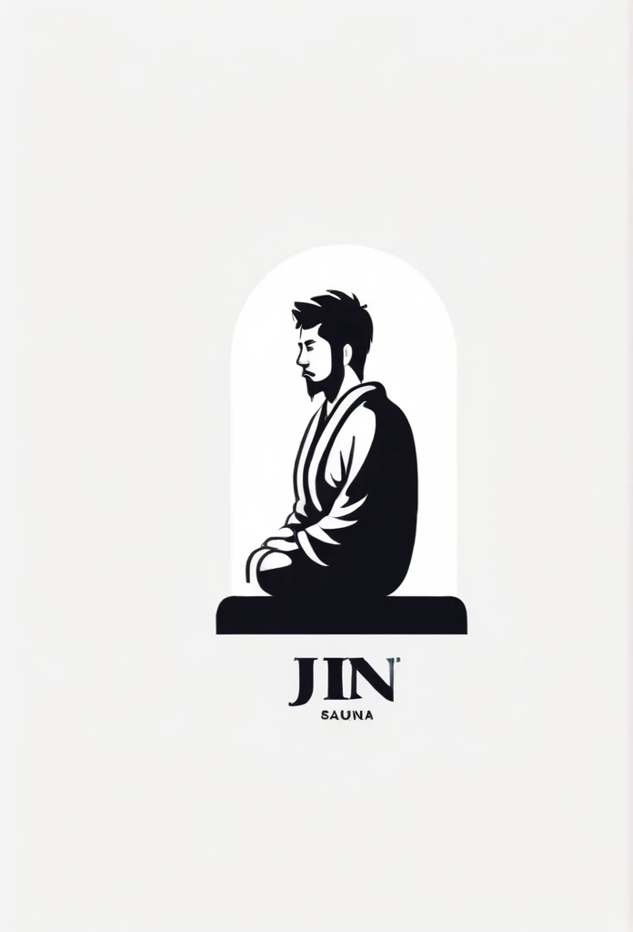 A stylish logo for a Japanese private sauna for one person、
Sitting quietly alone in the sauna、Sweat、The logo features a silhouette of a small gentlemanly male figure.
「inn garden」A logo with a Japanese motif. A cool, chic and modern design. The background is white.
