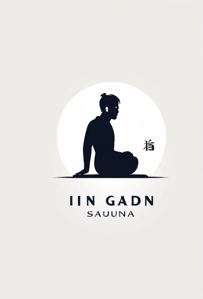 A stylish logo for a Japanese private sauna for one person、
Sitting quietly alone in the sauna、Sweat、The logo features a silhouette of a small gentlemanly male figure.
「inn garden」A logo with a Japanese motif. A cool, chic and modern design. The background is white.