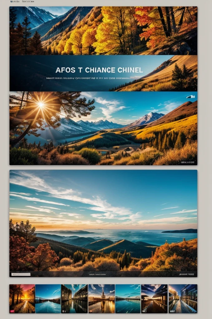 Create a channel art with a size of 1440x260 and the content should be thousands of small pictures side by side and of all genres.
