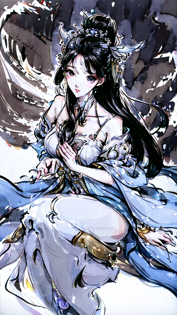 (Final quality),Beautiful Chinese style beauty,Beautiful hair accessories,beautiful eyes,Beautiful chest,Pretty Face,Beautiful skirt,Beautiful dimples,pretty body,4K