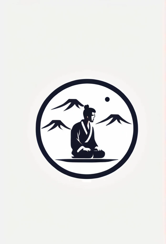 A stylish logo for a Japanese private sauna for one person、
Sitting quietly alone in the sauna、Sweat、The logo features a silhouette of a small gentlemanly male figure.
「Beautiful Japanese inn gardens」A logo with a motif. A cool, chic, and modern design. The background is white.