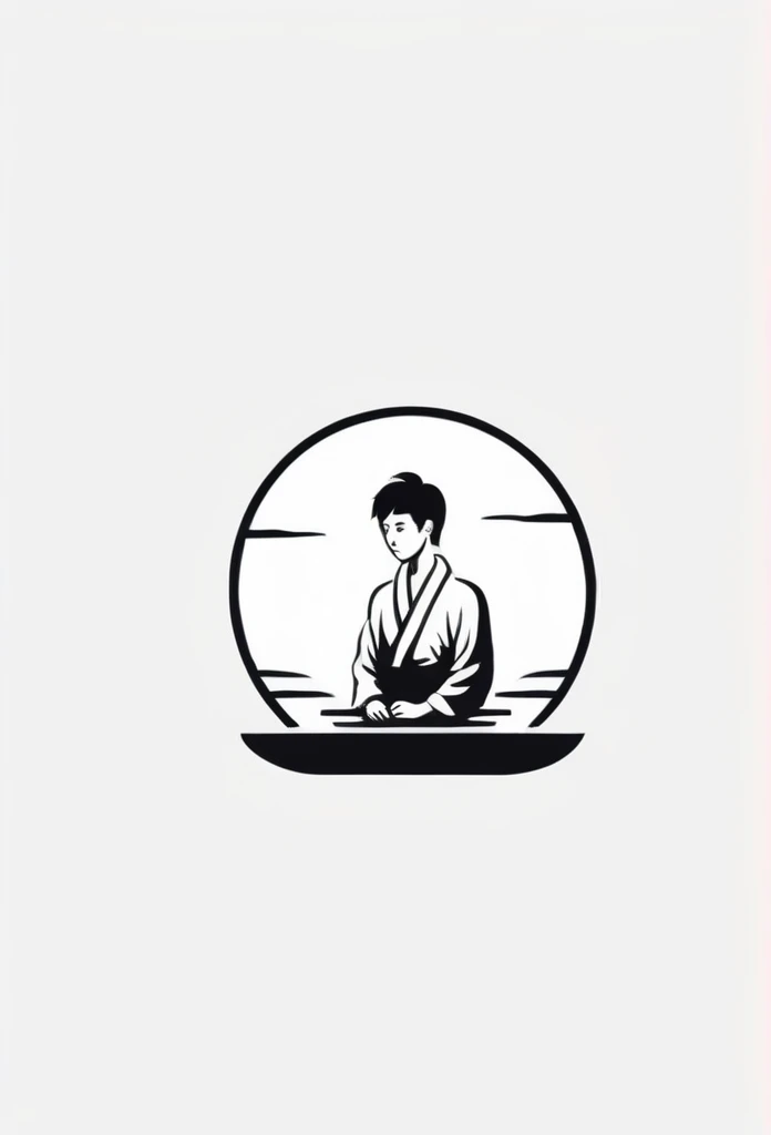 A stylish logo for a Japanese private sauna for one person、

Sitting quietly alone in the sauna、Sweat、The logo features a silhouette of a small gentlemanly male figure.

「Beautiful Japanese inn gardens」A logo with a motif. A cool, chic, and modern design. The background is white.