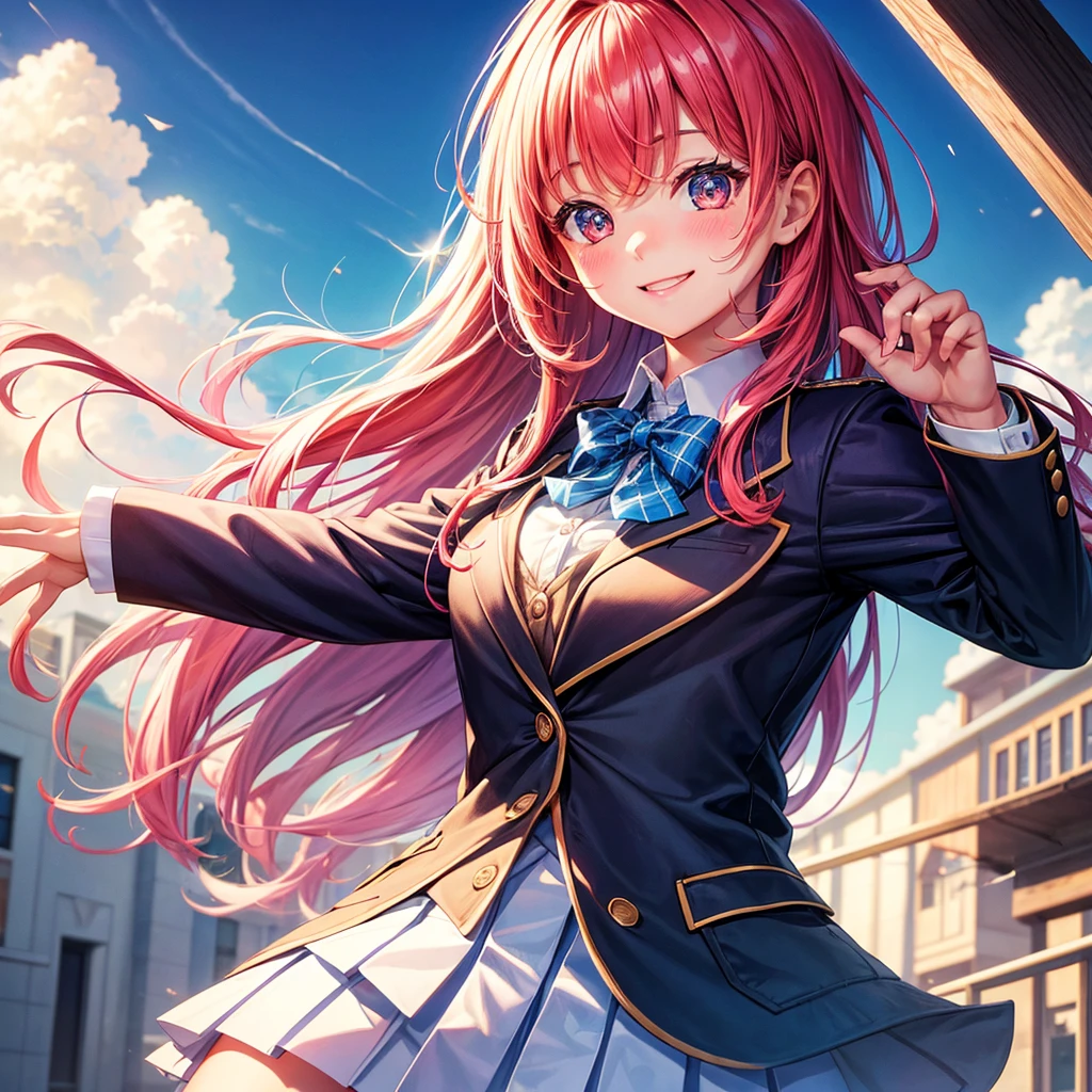 Girl, girl,5Year old girl,smile, girl,masterpiece,Beautiful cuteness,Cute Girls,Long Hair,Sparkling eyeulticolored hair colors,uniform,blazer,cardigan,perfection,Angel,Best Quality,8K