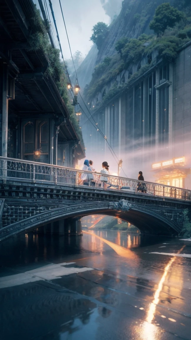 A bridge connecting the world, nice, close, detailed, Clear focus, elegant, Very detaileded, figure, Complex, beautiful, Pop Art Station, Pixif, The art of math, author:Jordan Grimmer and Greg Rutkowski, Smash, Studio Ghibli,