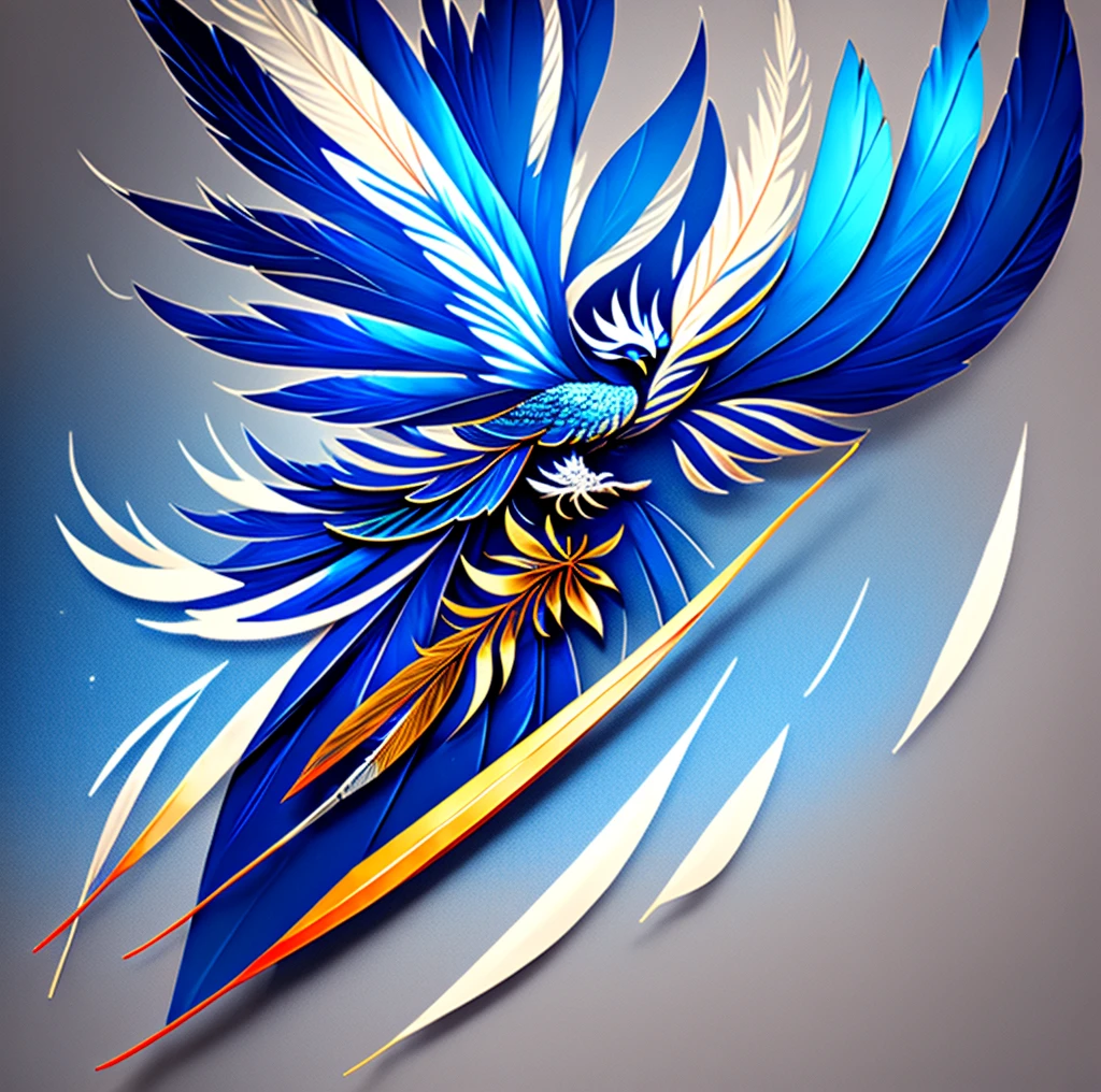 Blue phoenix with blade feather