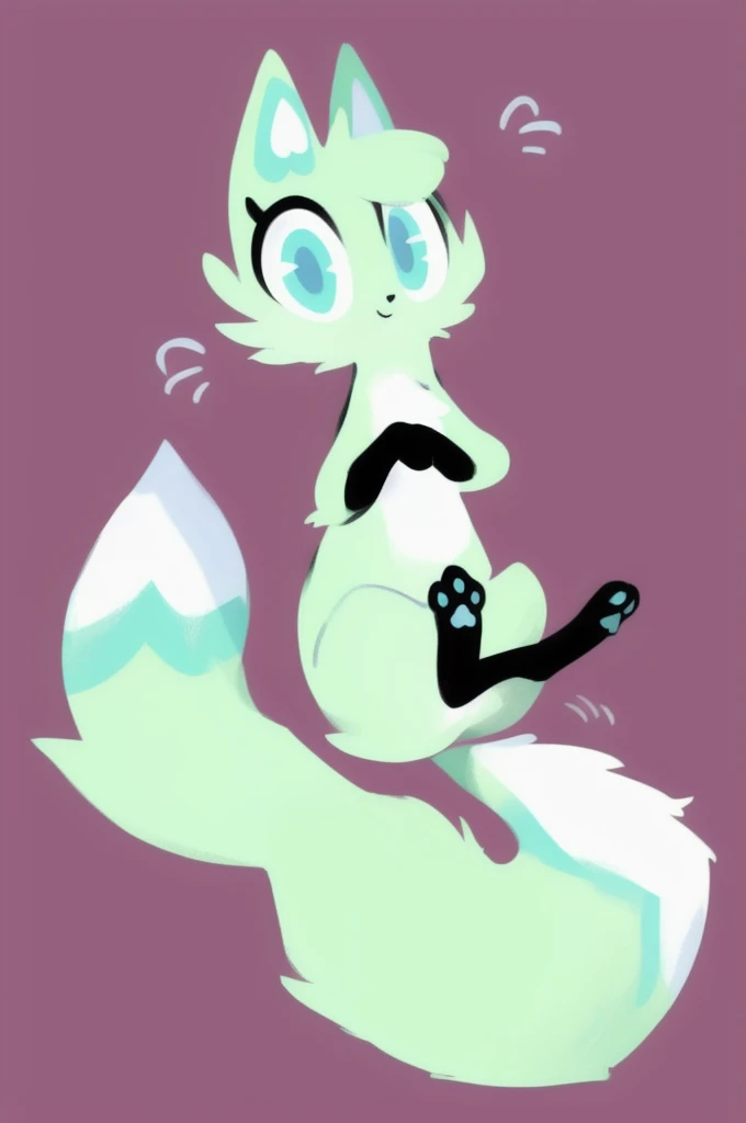 Slushi, solo, furry, 1girl, full body, high quality, illustration, high res, simple background, paw feet, paw hands ((by bebebebebe)),