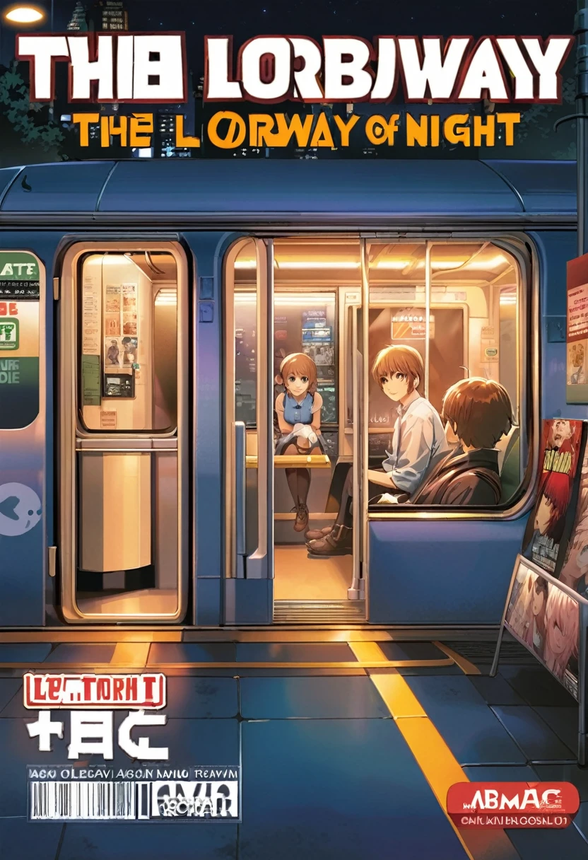 Manga cover style, detailed. best quality, art, the style of Lora Marvin. a subway at night