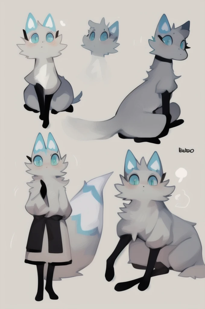 , solo, furry, 1girl, full body, high quality, illustration, high res, simple background, ((by bebebebebe)), fluffy gray monster,