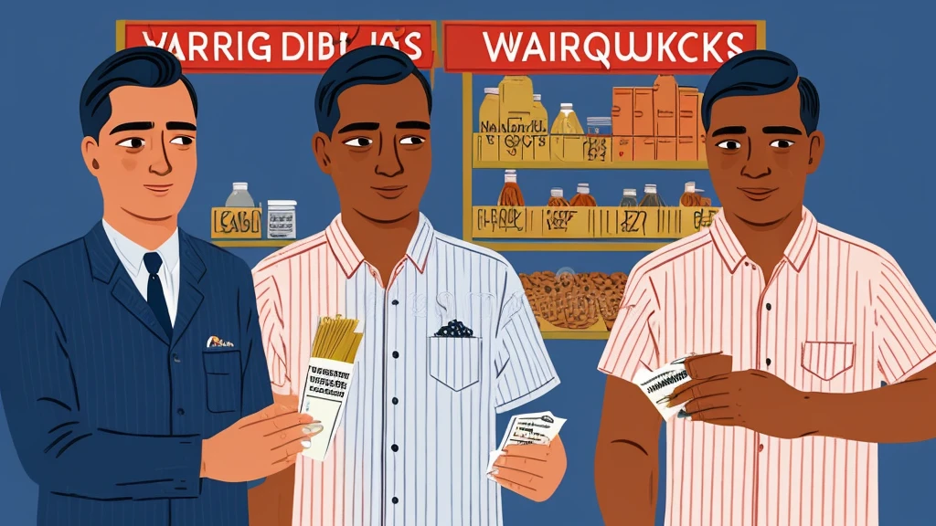 a young man with slicked-back black hair buying cigarettes from an older gentleman at a warung, detailed illustration, intricate linework, black and white with a touch of color