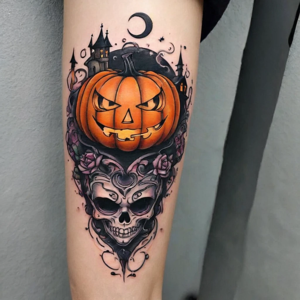 This visible tattoo can be interpreted in many ways. It can symbolize unexpected situations in life or two opposing aspects of our personality - sweet and mischievous at the same time.. Regardless of interpretation, This tattoo will definitely attract attention and will be an expression of your interest in Halloween and creativity in the field of body art.
