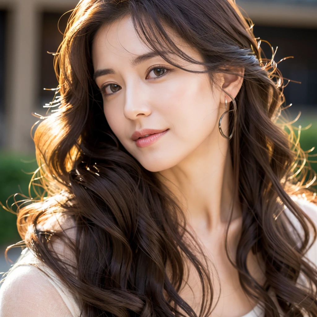 Beautiful mature woman with beautiful wavy long hair, Sexy Mature, Ultra-high resolution,(Realistic:1.4), ((Highest quality)), ((masterpiece)), (be familiar with),