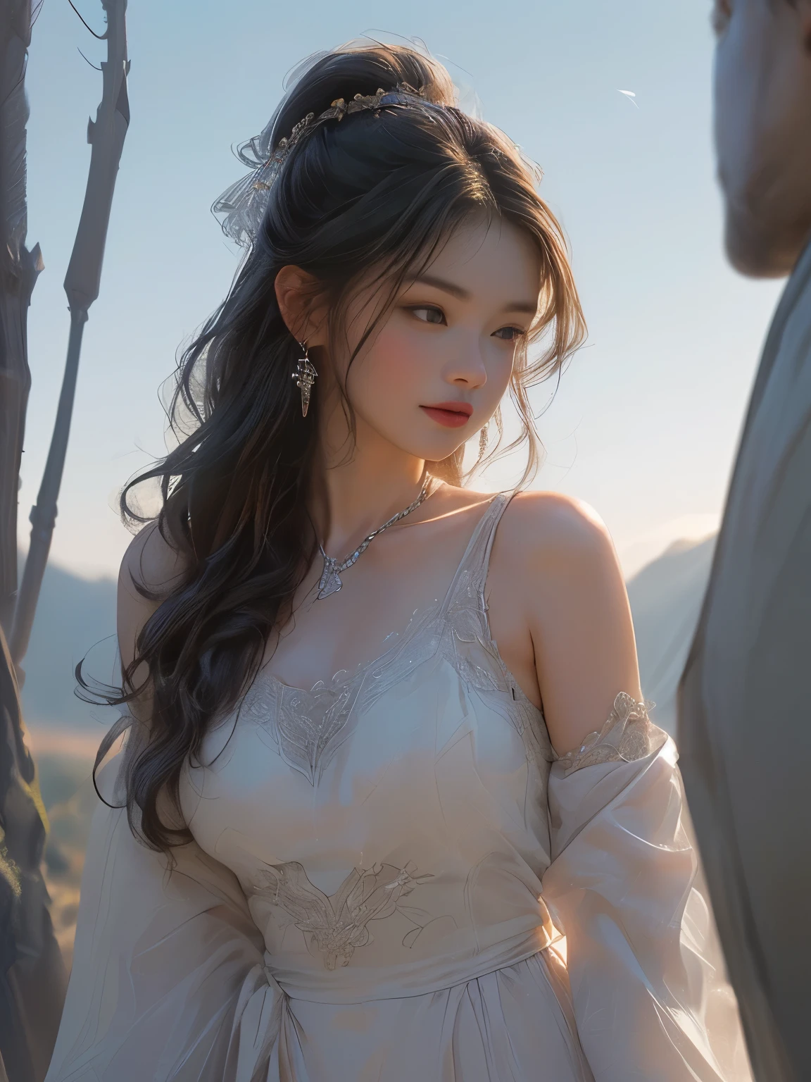 (8K, Highest quality, masterpiece),{Realistic, RAW Photos, Super Fine Clear, Portraiture, (Influenced by impressionist paintings:1.6)}, Realistic Light, Detailed skin, (A beautiful woman with a slim figure, Age 25, Ancient Roman Athletes:1.5), Thin legs, fine grain, Long white hair, Detailed fingers, thin, Sexual, Expressions of Ecstasy, (Big, bouncy, firm bust:1.4), (Ancient Roman Dresses:1.2),(The dress has a wide opening at the chest;1.6), Exposing the breasts, (Colosseum in ancient Rome:1.8), Wide and beautiful view, (Mountain side, River side:1.5), (Surrounded by animals and birds:1.2), Alluring, Grim expression, dynamic sexy poses, dash, Run, Run