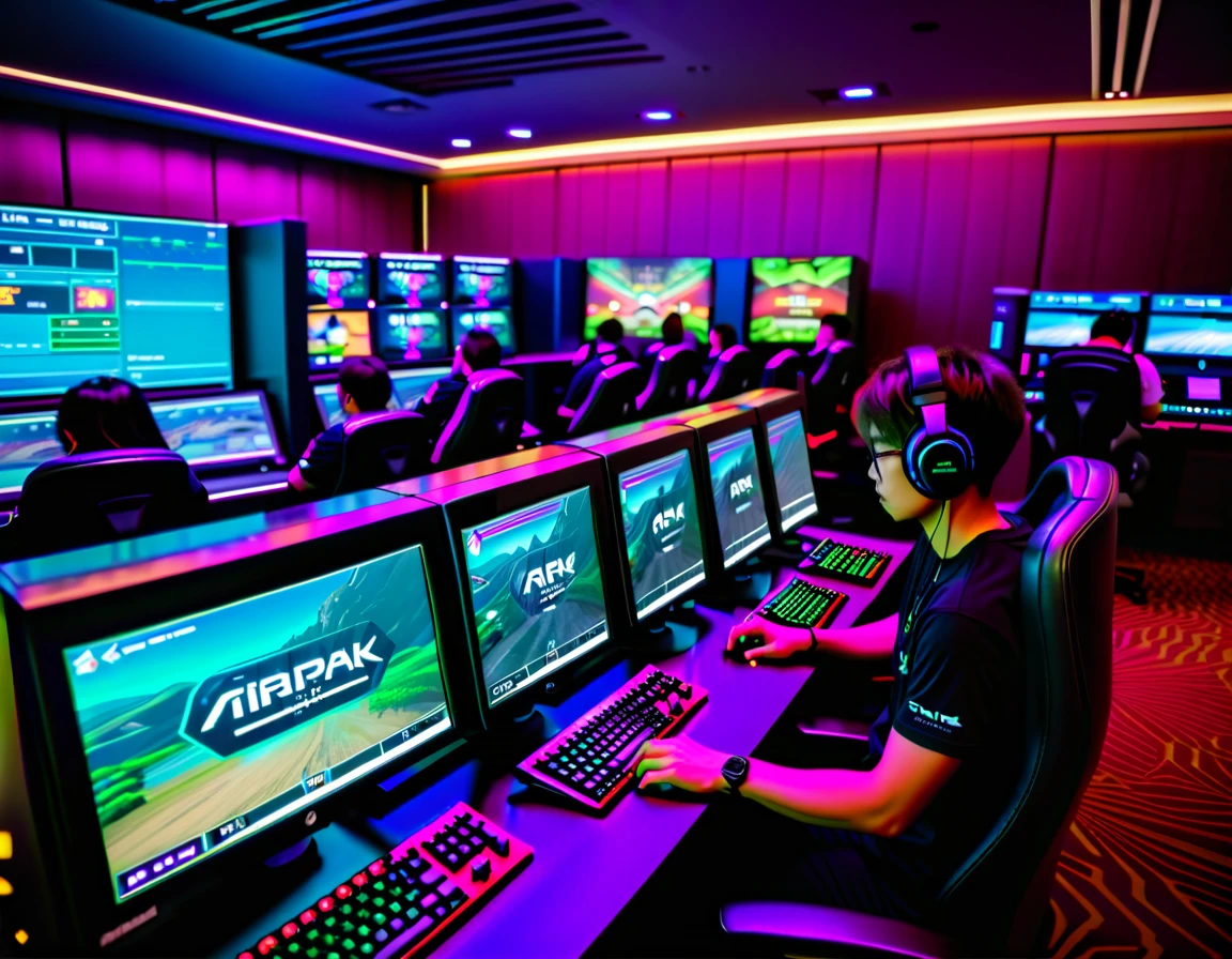 很多人坐在桌子旁玩game, Gaming Style, E-Sports, gamble, led gamble, gamble computers, Ark of Tomorrow, gamble room, The fourth race in StarCraft II, taken in 2 0 2 0, Qatar, Shot with Canon EOS R 6, playing games, Filmed in 2022, game