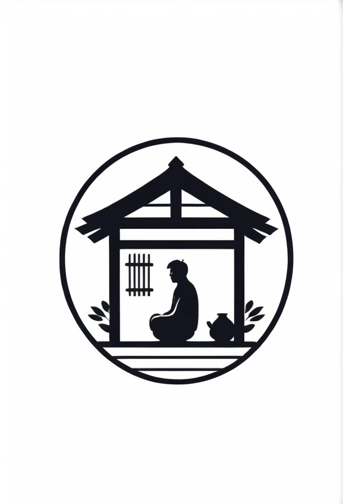 The stylish logo of a private sauna for one person in Japan,

The logo features a silhouette of a small gentlemanly man sitting quietly in a private sauna and sweating
(I can't see a person's face)

A logo with the image of a sauna in the garden of a beautiful Japanese inn



Pretty cool
chic and modern design

White background