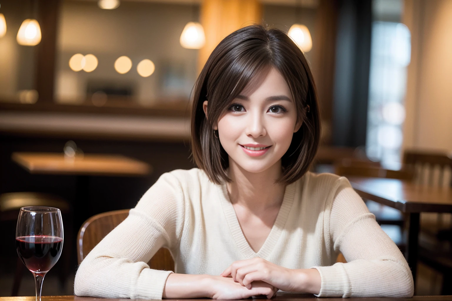 ((Highest quality、8K、masterpiece:1.3))、slimカップル、modelカップル、(Realistic, Intricate details:1.2), full-course dinner、Wine Party、Amazing view of the sunset sky and clouds、A bright smile、The wonderfulness of smile、Bright image、The beauty of wine, Beautiful Face, blue eyes, The light shines on your face, Blushing, short hair,Bright Face、42 years old), 39 years old, red wine 、Appetizers、Italian food、Wine bottle、Champagne、sparkling wine、Two beauties、Brown Hair、Shortcuts、Long sleeve shirt、dress、Beautiful woman 1, (slimな顔), (The body is slim), (Brown Hair), (Shortcuts), cheeks turn a little red,Attractive beauty、restaurant, In a prominent place (From the waist up) Nova Frog Style, actress, model, Upper Body, White wine, slim, wine glass, 中央に置かれたwine glass, smile, (smile: 1.15), Beautiful fine grain, Depth f/2,saturation, High Contrast, Strong light and shadow,Moist Body:1.5、3D texture、Delicate eyes、Brown Hair、The hair is very shiny、