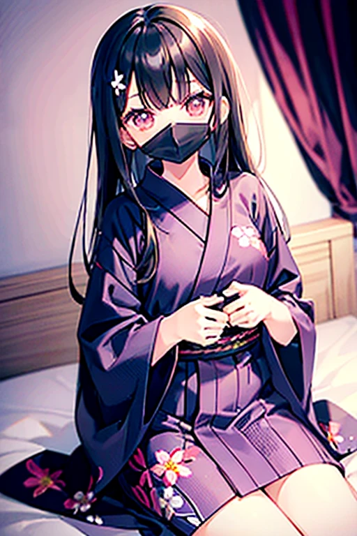 浴衣を着た大人のmalefemaleのカップル,美しい場所で愛し合う会うmalefemaleの二人,Black Hair_male,Black yukata_male,Straight Hair_male,Dark Chestnut Hair_female,Pale pink yukata_female,Floral Yukata_female,Flower Hair Ornaments_female,night,Lovers melt in bed,彼は彼femaleを抱きしめる