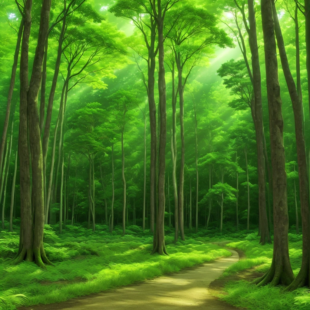 forest Forest Beautiful greenery The light is shining Vast 黄Beautiful greenery。