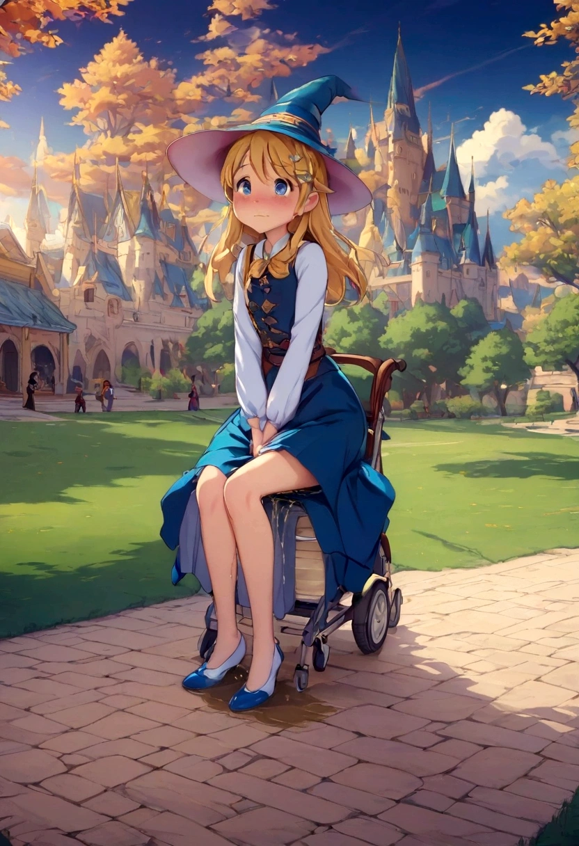 Anime. 1 girl. Baby. Princess. Blonde. Long hair. Blue eyes. Beautiful eyes. Perfect eyes. Expressive eyes. Eyes covered with a faded film. Blind eyes. Blind. Ideal face. Ideal anatomical body. Beautiful long legs. Beautiful body. Beautiful nose. ************. Embarrassment. Blush. Beautiful character design. Shiny skin. Light white dress. Shoes. Hair decorations. Disabled person. Paralytic. Sitting. Wheelchair. Hands on crotch. Urinary incontinence. Wants to pee. She needs to pee. She has a strong, desperate urge to pee. He squeezes his crotch tightly. Rubs copper. Slight lean forward. She peed herself. Fantasy city. A park. Date. He takes off his wet panties. Tears in my eyes. Cry. Snot flows from the nose. Full body. nsfw. Official art. Extremely detailed CG Unity 8k wallpaper. Ideal lighting. Ultra high resolution 4K. Super detailed 8K. A high resolution.