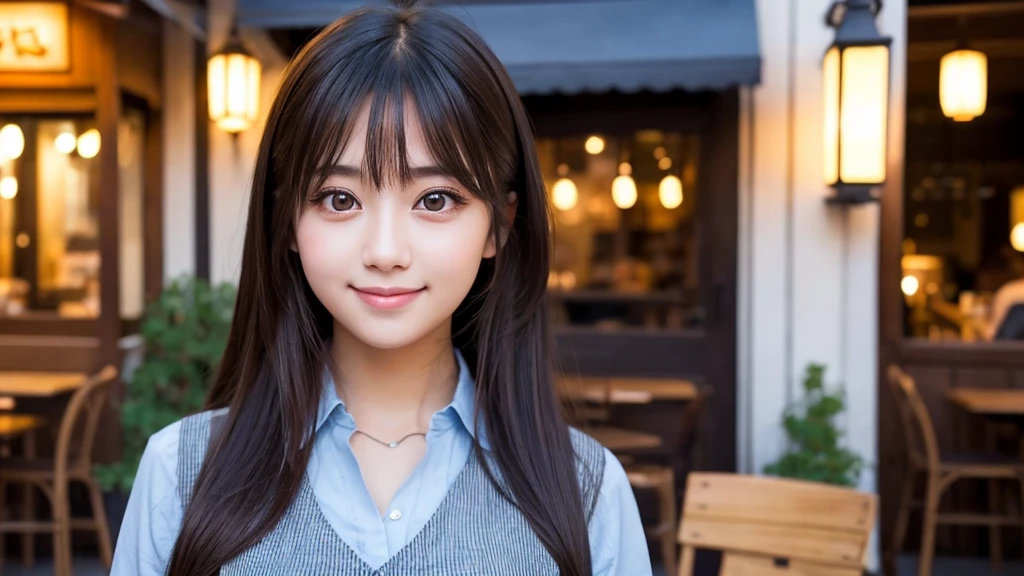 Cute girl working at a cafe terrace Japanese 19age
Professional Lighting Digital SLR Beautiful and elaborate face Perfect and beautiful face Big eyes Smile