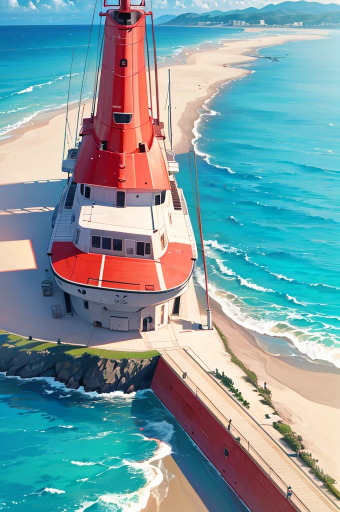 Landscape pictures,the sea,Skysky, a red submarine ship, red submarine, One-line connection,4k,gracefulness,brightly,wide