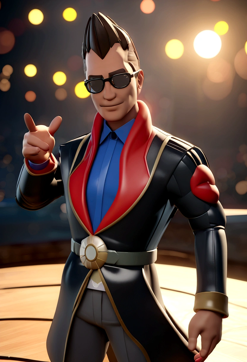 Cartoon character of a man wearing black glasses and a blue shirt, um personagem animado, Caractere estilizado, animation style rendering, 3D estilizado, Arnold Maya render, 3 d render stylized, toon render keyshot, Personagem 3D, Personagem 3D, 3d rendering stylized, 3 d character render, personagem de desenho animado, Personagem de close up, Pose de personagem, (Estilo Pixar) (master part:1.2) (Bokeh) (best quality) (pele detalhada) (textura detalhada) (8k) (argila) (Cinematic lighting) (foco nítido，Senta e vaza a parte superior do corpo