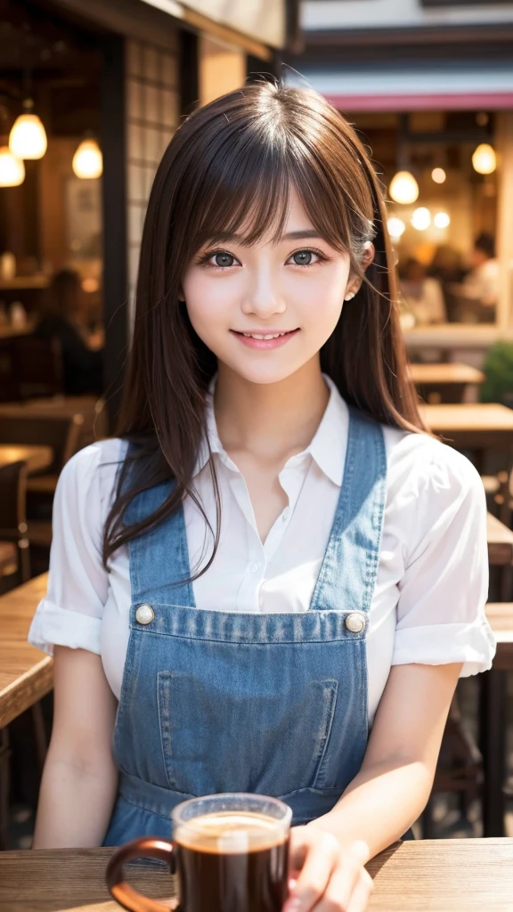 Cute girl working at a cafe terrace Japanese 19age
Professional Lighting Digital SLR Beautiful and elaborate face Perfect and beautiful face Big eyes Smile