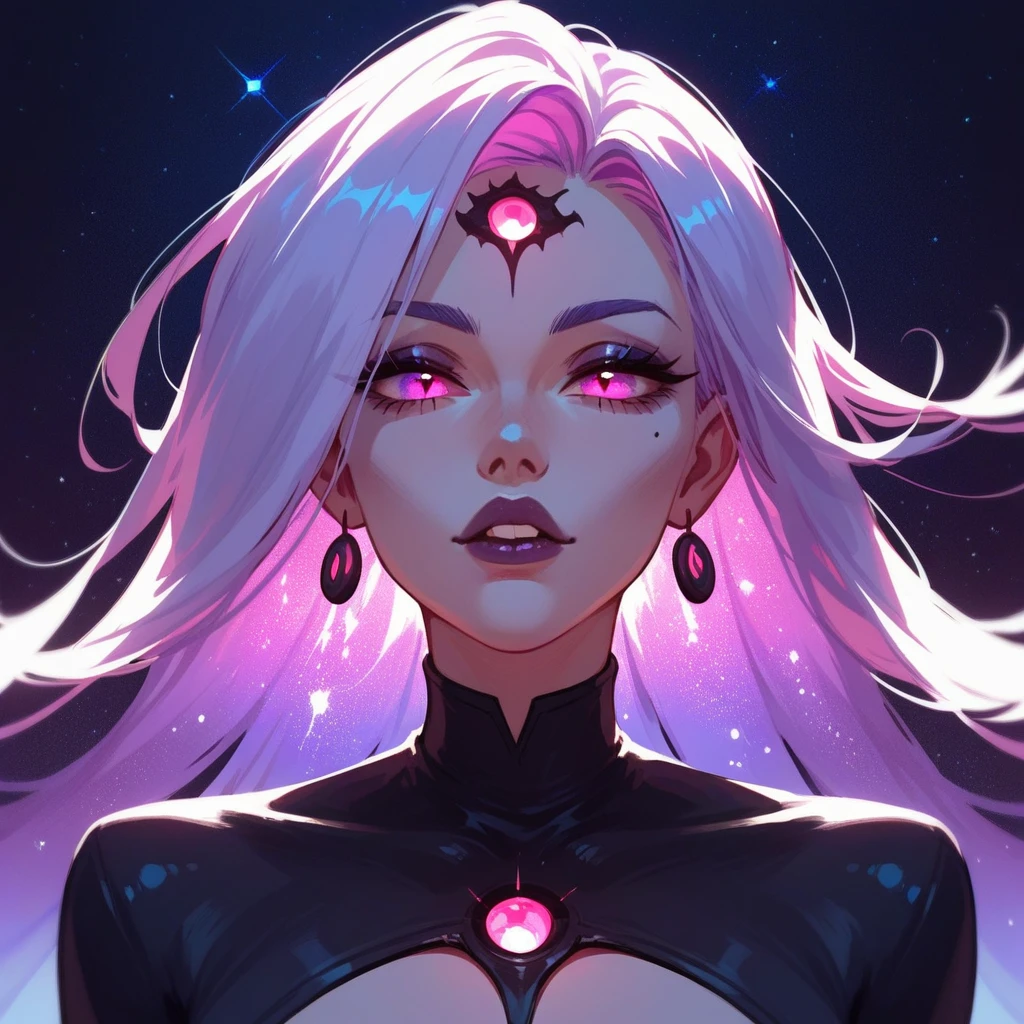Head tilted up, black and magenta veins of cosmic darkness, black hole, (score_9,score_8_up,score_7_up,score_6_up,score_5_up,score_4_up)