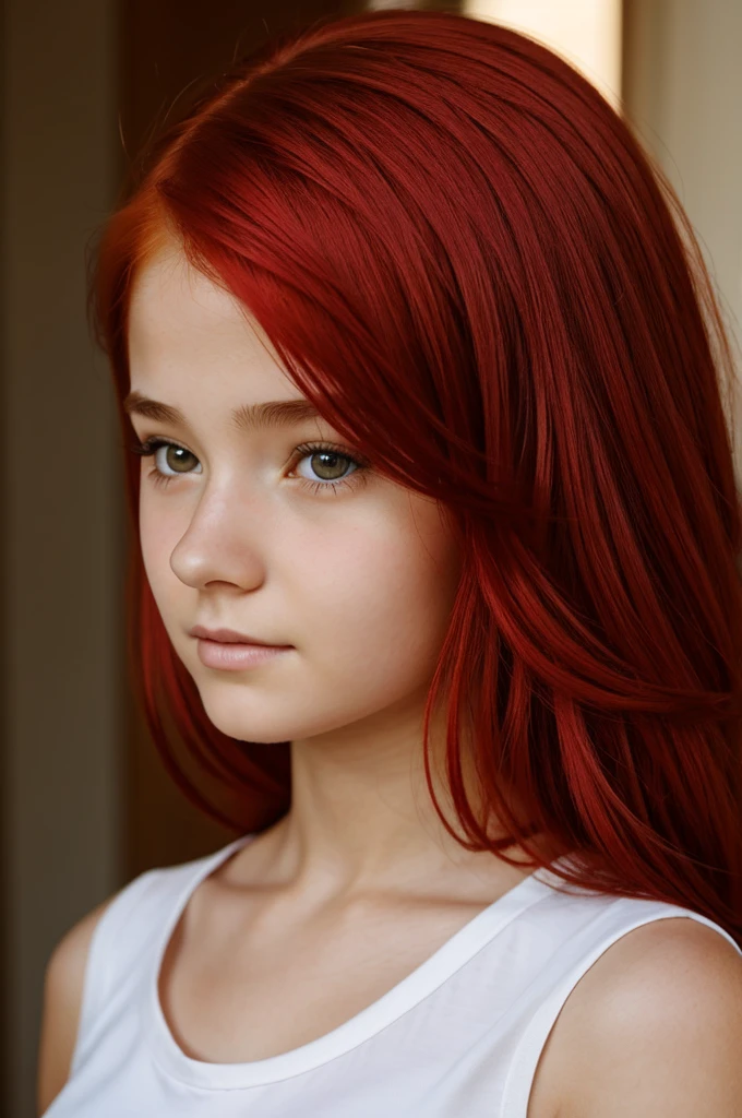 A realistic girl with red hair