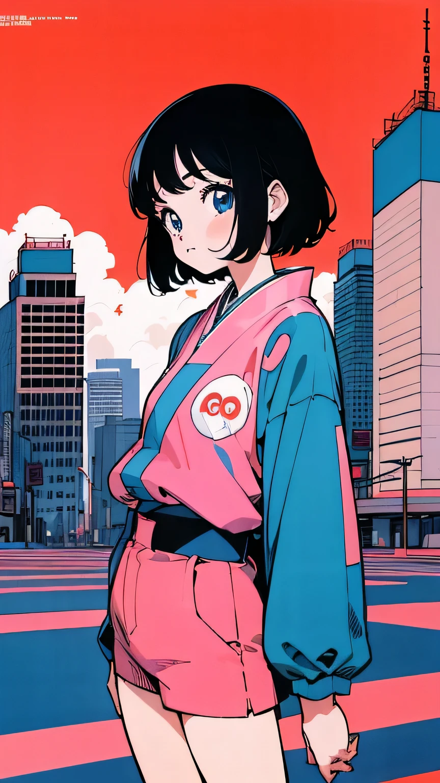 Japanese magazine covers from the 80s , retro_magazine , City Pop Japanese, 1980s,girl, Manga Style, Flat Color, retro ,poster cartoon, detailed, Half Body
