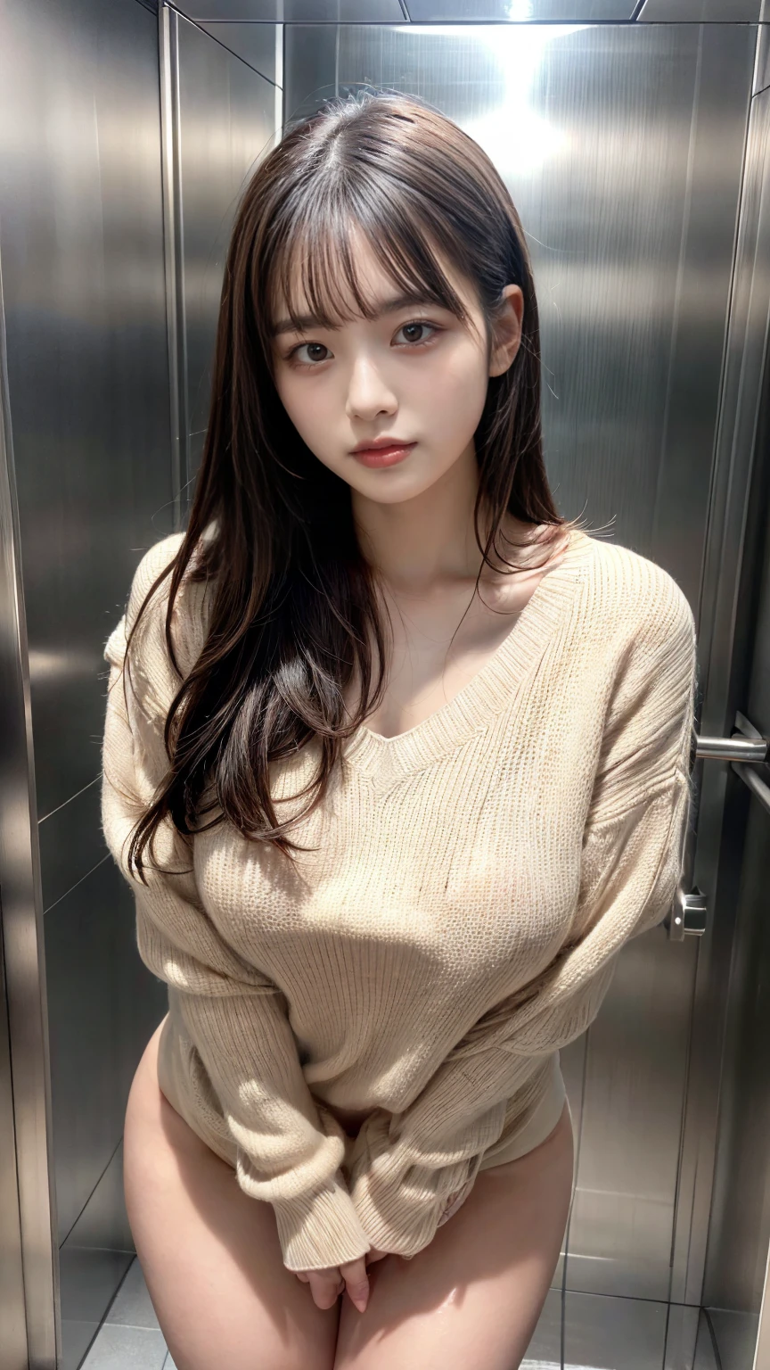 ((Two married women in their 30s))、In the elevator hall of the apartment、(Overlapping each other's ass and ass)、Two women facing the front、Light long-sleeved sweater、tight skirts、stroking the thigh、(You can see the lines of the body well from the top of the clothes..)、((Seductive facial expressions:1.1))((Beautiful Large Breastiddlebreasts))、Seduction Pose、((Etch Smile))((Random and mature hairstyle))The face is orderly、A detailed face、Beautiful face、Tying hair、Light brown eyes、1girll、Innocence、(Photorealsitic)、(intricate detailes:1.2)、(masterpiece、:1.3)、(top-quality:1.4)、(超A high resolution:1.2)、超A high resolution、(A detailed eye)、(detailed facial features)、nffsw、8K resolution