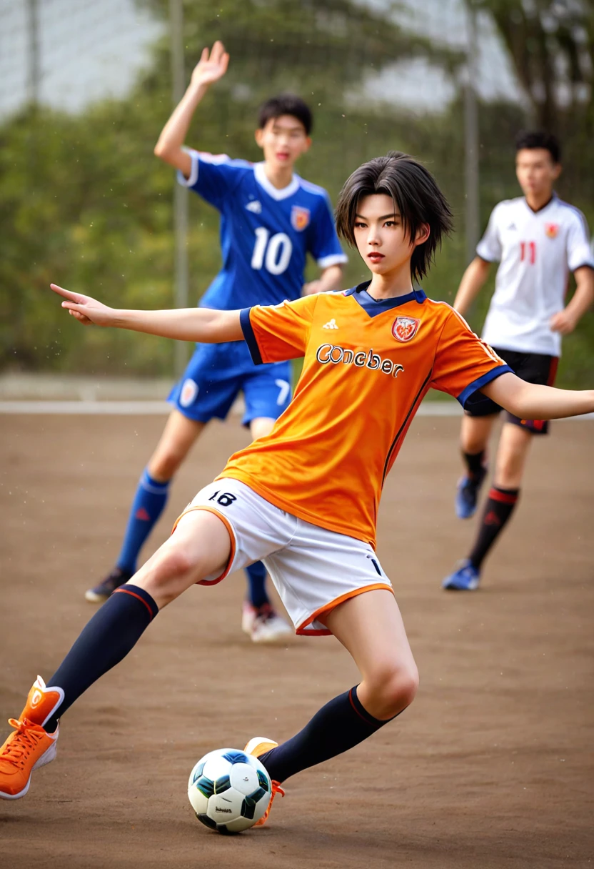 有一个***在球场上play soccer, Dribbling, Wearing school football uniform, Yihao Ren, Wenjun Lin, huifeng huang, xintong chen, play soccer, xiaofan zhang, jinyiwei, Center Shot, yangjunchen, li zixin, Xue Han, wei wang, mingchen shen